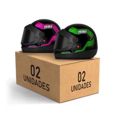 Imagem de Kit 2 Capacetes Sport Moto 788 Viseira Fumê Fechados Pro Tork Masculin