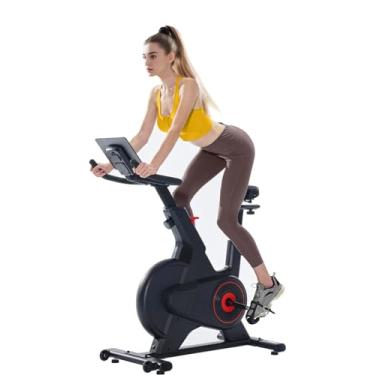 Imagem de yoyomax Bicicleta ergométrica, bicicleta de ciclismo interno/bicicleta estacionária magnética - Máquina de bicicleta estacionária fitness com almofada de assento confortável e visor digital com pulso