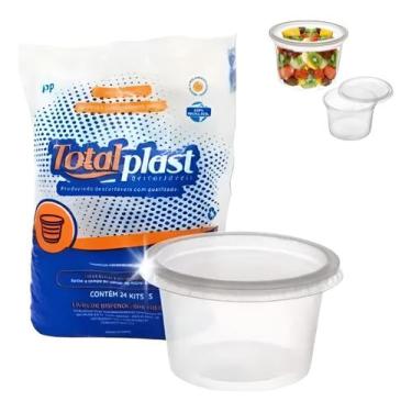 Imagem de Pote Plástico Descartável Marmita vasilha transparente com tampa  Micr