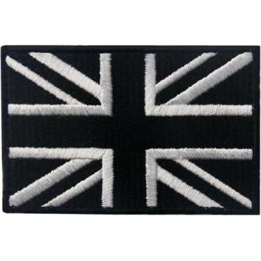 Imagem de GSYLPFT Patch preto britânico do Reino Unido bordado moral militar união militar gancho e laço remendos para chapéus, mochilas, colete, jaquetas, uniformes militares (preto)