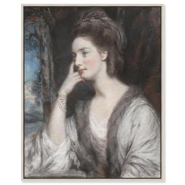Imagem de Art Remedy Figura vintage em tela Lady Watkin Williams Wynn 1775, moldura prateada, 61 cm x 76 cm