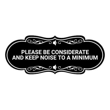 Imagem de Designer Please Be Considerate and Keep Noise to a Minimum Sign (preto) - Pequeno pacote com 2