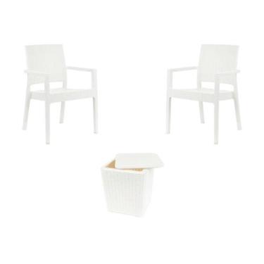 Imagem de Kit 2 Cadeiras Com Braço Milano Rattan + Mesa Capri - Garden Life