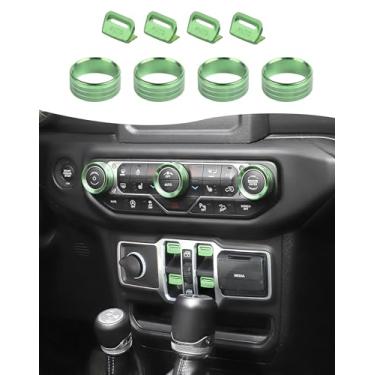 Imagem de Hoolcar Tampa do botão do interruptor de janela Volume Rádio Ar Condicionado Tampa do Botão do Interruptor de Farol Compatível com Jeep Wrangler JL JLU 2018-2025 e Gladiator JT Acessórios, Verde