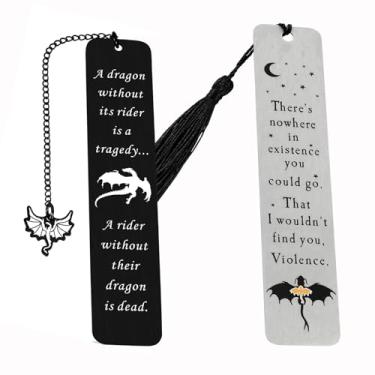 Imagem de Marcador de página vintage de dragão de quarta asa, marcador de página retrô de aço inoxidável para homens, ferramenta de leitura de dragão asas (SQ0779+SQ0780)