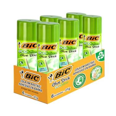 Imagem de Cola em Bastão Ecolutions, BIC 886643, Multicor, 21 g, Pacote de 6