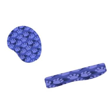 Imagem de Kit Mouse Pad E Apoio Teclado Ergonômico Pata Azul De Animal