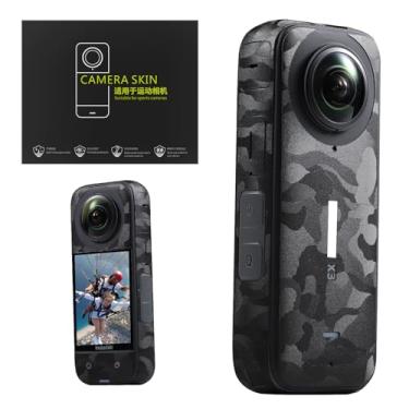 Imagem de uconsmimo Película de câmera para Insta 360 X 3 adesivos de proteção camuflados adesivos de pele preta para Insta360X3 película totalmente embrulhada proteção antiarranhões