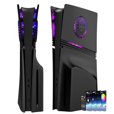 Imagem de Dobewingdelou Painel Frontal Para Ps5 Pro Disc Edition Com Faixa De Luz Rgb E Filtro De Poeira Com Saídas De Ar De Resfriamento 400+ Efeitos Led Light Ring Console Face Plate Cover Diy Decoração Kit