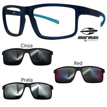 Imagem de Oculos Mormaii Swap 5 6127 KC6 Azul Fosco Com 3 Clipons, Cinza, Prata,