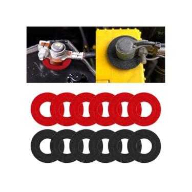 Imagem de Bittwee Arruelas de terminal de bateria de carro, protetor de terminal de bateria de veículo de fibra de 12 peças, acessórios automotivos de vedação de feltro para calços de poste de prevenção,
