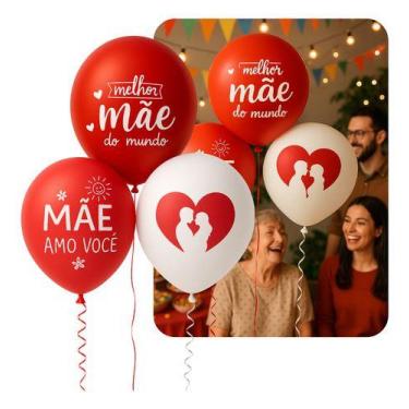 Imagem de Kit Com 50 Balões Bexiga Dia Das Mães Decoração Festa Mãe - - acrilex,