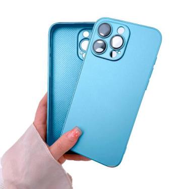 Imagem de Capinha Silicone Vidro Fosco Compatível com iPhone 12 Pro - Geral, Azu
