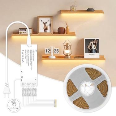 Imagem de CUBITOR Kit De Fita De Led Para Armários, Potência Difusa Com 6 Portas De Saída, Fita De Cob 3000K Branca Quente Cortável De 5 M, Interruptor Manual E Dimmer De Antepara, Para Estojo De Cofre De Ar