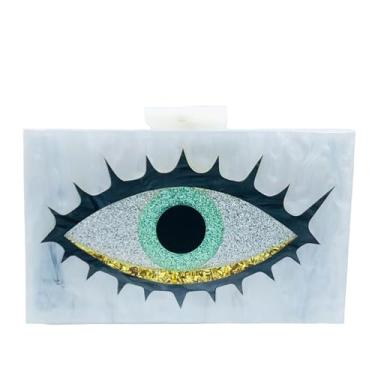 Imagem de Boutique De FGG Bolsas de mão de acrílico femininas para noite bolsa de ombro corrente bolsa de ombro festa formatura luxo mármore embreagens, mini, Branco, Small