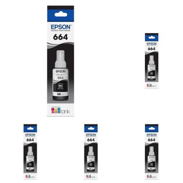 Imagem de Garrafa de tinta Epson 664 EcoTank de capacidade ultra-alta preta (T664120-S) x5