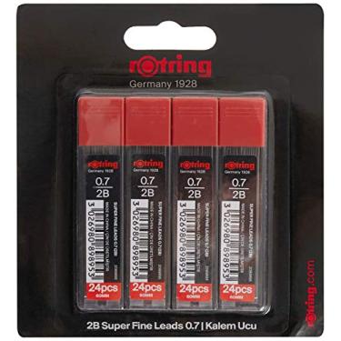 Imagem de Rotring Recargas de grafite super polímero 2B de 0,7 mm para lapiseiras – 96 fios no total – Pacote com 4 tubos