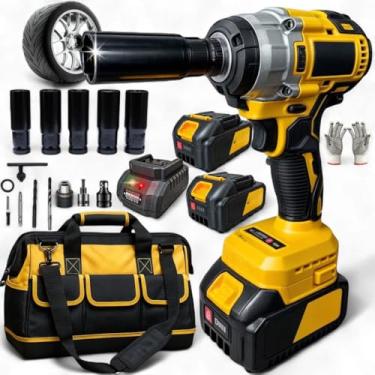 Imagem de Parafusadeira de Impacto Profissional com Bolsa de Ferramentas e Maleta Rígida – 2 Baterias de Alta Capacidade, Torque para Caminhão