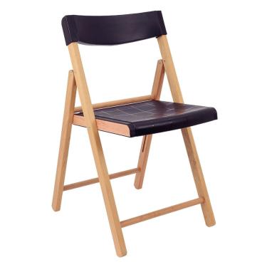 Imagem de Cadeira de Madeira Dobrável Tramontina Potenza Natural Polipropileno Preto