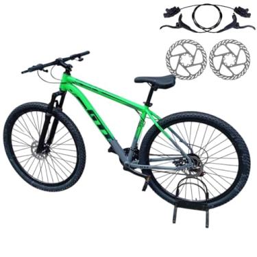 Imagem de Bicicleta Aro 29 GTI Roma 24 V MTB Index Disco Hidráulico Suspensão 80mm Unissex (Verde/Cinza, 15)