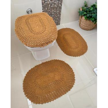 Imagem de Jogo De Banheiro Em Crochê 3 Peças Vezinho Liso Artesanal - Croché Mar