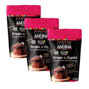 Imagem de KIT 3 Adoçante Stévia Culinário Color Andina Forno e Fogão 320g - Colo
