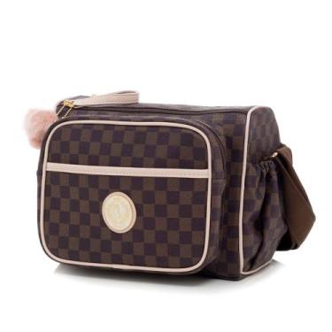 Imagem de Frasqueira Lequiqui Escocesa Colour - Marrom c/ Rosa