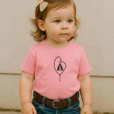 Imagem de Camiseta 100%Algodão Feminina Country Estampa Terço Nossa Senhora Apar