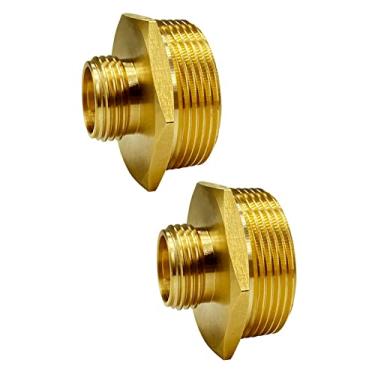 Imagem de GESHATEN Conector macho 3/4" GHT x conector macho NPT de 3,81 cm, adaptador de mangueira de jardim de latão para bomba de cárter e adaptador de mangueira de bomba de piscina, mangueira de jardim de latão de metal industrial para conector de acessórios de tubo (pacote com 2)