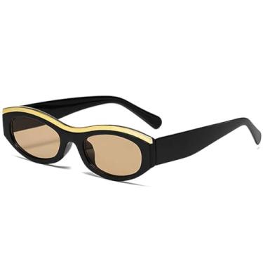 Imagem de Óculos de sol gatinho com armação pequena, feminino e masculino, vintage, esportivo, para dirigir, UV400 (chá preto)