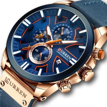 Imagem de Relógio Curren Technos 8346 para homens com mostrador azul, caixa de 49 mm