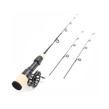 Imagem de Varas de Pesca Conjunto de varas e carretilhas de pesca no gelo de carbono 55 cm para inverno, equipamento ultraleve para pesca de carpas ao ar livre Vara de Pesca Telescópica