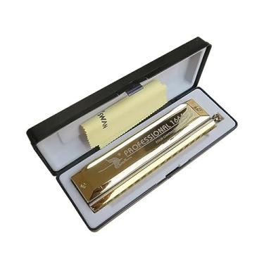 Imagem de Swan Gaita cromática de 16 furos 64, imitação a laser, quadrado dourado