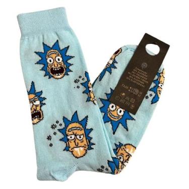 Imagem de Meia Cano Alto Divertidas Hype Skate Rick And Mort - Use Odd, Rick azu