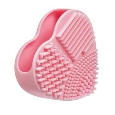 Imagem de Kit 10 Esponja Limpeza De Pincel Maquiagem Pincéis Coração