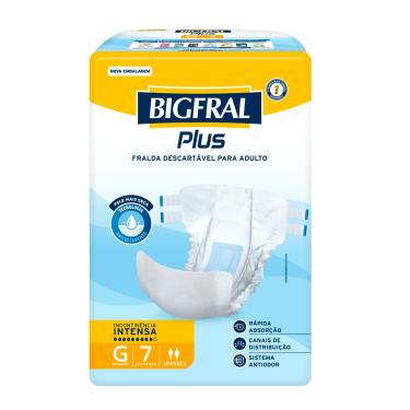 Imagem de Fralda Adulto Bigfral Plus G Unissex 7 Unidades