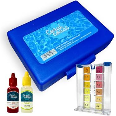 Imagem de Estojo Medidor PH e Cloro CORAL COAST Kit Completo para Análise de Água Soluções e Comparador