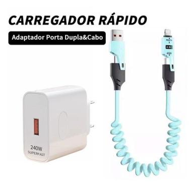 Imagem de Carregador Para iP Tipo C Cabo 4 Em 1 Carregamento Rápido Escalável Tr