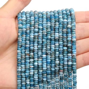 Imagem de BONNY BOXX 1 fio (150 peças) natural 2 * contas de apatita Rondelle de 4 mm, contas de pedra de disco de ábaco natural, pedra preciosa espaçadora solta para pulseira faça você mesmo, colar e fazer