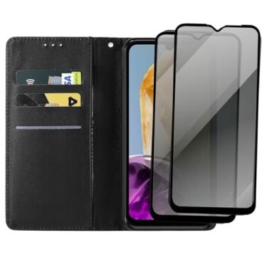 Imagem de Capa Carteira Flip Cover com 2 Películas de Privacidade Anti-Spy para Samsung Galaxy M15, Preto