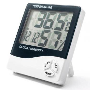 Imagem de Higrômetro Digital Relógio Com Termômetro E Sensor Externo