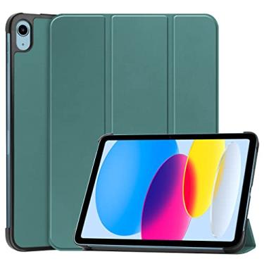 Imagem de Capa para iPad 11/10 (modelo 2025/2022, 11ª/10ª geração) 10,9 polegadas, capa protetora fina com três dobras com suporte, despertar/hibernar automático (verde)