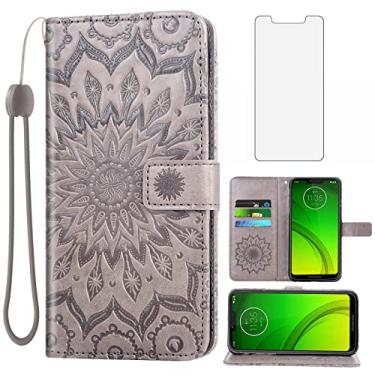 Imagem de Capa de telefone para Motorola Moto G7 Play / MotoG7 Optimo XT1952DL/Tmobile Revvlry carteira com protetor de tela de vidro temperado capa flip couro suporte para cartão celular MotoG7Play Moto7 G 7