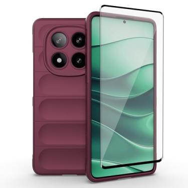 Imagem de Asuwish Capa de celular para Xiaomi Redmi Note 14 Pro 5G/Poco X7 com protetor de tela de vidro temperado e TPU macio, fina, à prova de choque, proteção de silicone, acessórios 14Pro X 7 feminino vinho