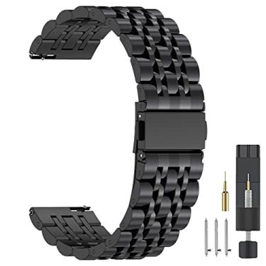 Imagem de ZPJPPLX Pulseira para Galaxy Watch 3 de 22 mm de 45 mm, pulseiras de metal de aço inoxidável compatíveis com Samsung Gear S3/Garmin Forerunner 265/745/Vivoactive 4/Amazfit GTR3 Pro/GTR4 para homens
