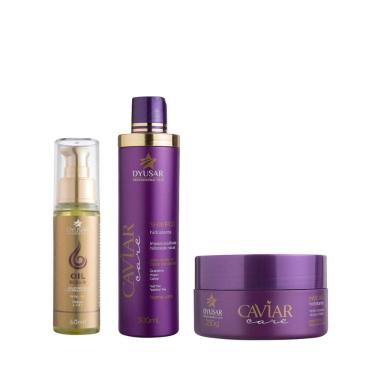 Imagem de Kit Shampoo E Máscara Caviar 300Ml + Oil Repair Dyusar 60Ml