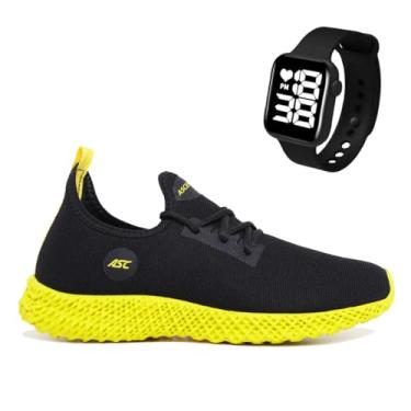 Imagem de Tênis Esportivo Msculino Ascension com Solado Tecnológico + Relogio Smart Fitness Quadrado | Conforto, Estilo e Tecnologia no Seu Dia a Dia (Amarelo, BR, Adulto, Numérico, 37)