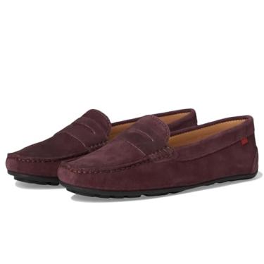 Imagem de Mocassim feminino casual confortável de couro legítimo leve para dirigir da MJNY clássico moderno penny slip on mocassim feminino sem cadarço, Camurça vinho, 35
