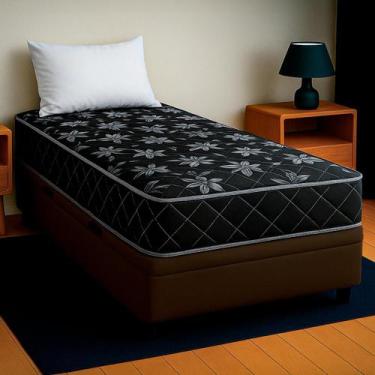 Imagem de Cama Box Baú Solteiro Marrom + Colchão Paris D33 PoliConfort