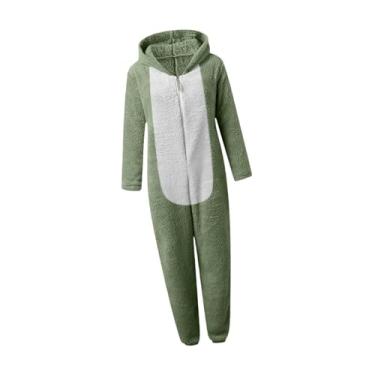 Imagem de YIJU Macacão feminino pijama pijama com zíper com capuz para dramatização cosplay, Green M